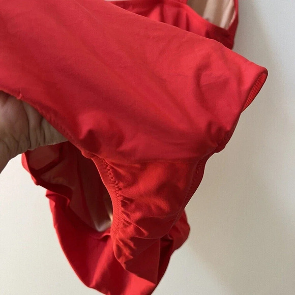 J. Crew Red Ruched V-Neck One Piece Swimsuit Women's XS Bathing Suit - Picture 5 of 16